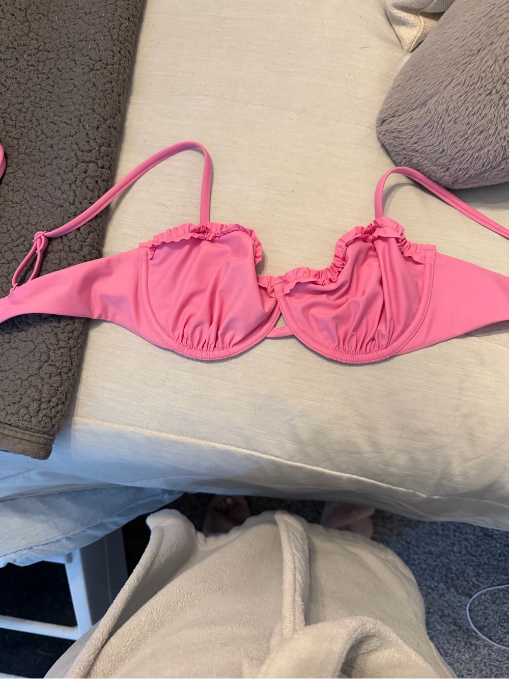 AERIE Pink Ruffle Underwire Bikini Top